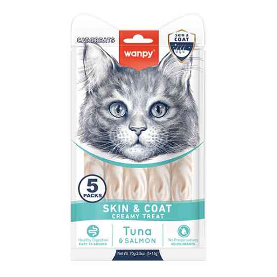 Wanpy Functional Creamy Lickable Treat Skin&Coat ВАНПІ ШКІРА Й ШЕРСТЬ функціональні рідкі ласощі для котів Київ