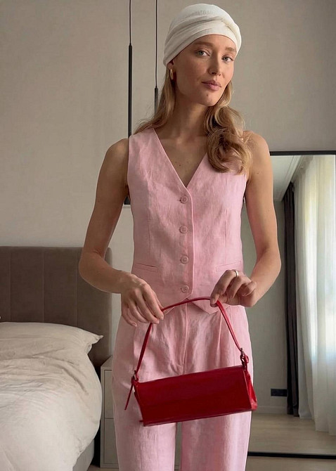 Женский стильный летний костюм двойка лён Барби, 42/44 Одесса - изображение 4