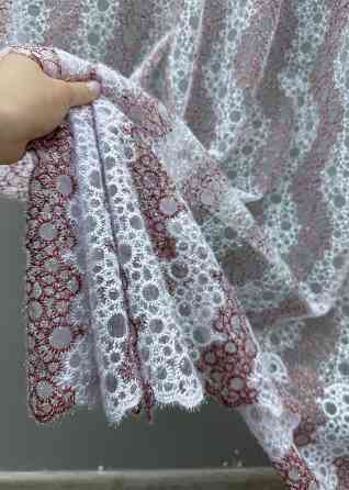 Тюль VR-Textil 1687т Органза з вишивкою Бордовий з білим 300х270 см (42-0724) Київ