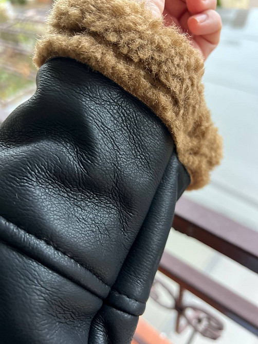 Дублянка жіноча Aftf Basic 2437 коротка авіатор на блискавці з коричневим хутром екошкіра чорна, чорний, L Київ - фото 17