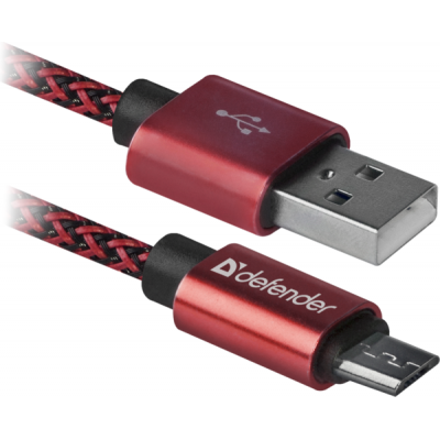 Дата кабель USB 2.0 AM to Micro 5P 1.0m USB08-03T red Defender (87801) Винница - изображение 1