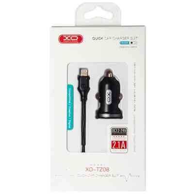 Зарядний пристрій XO 2xUSB 2.1A + cable USB to Lightning black (TZ08-L-BK) Вінниця
