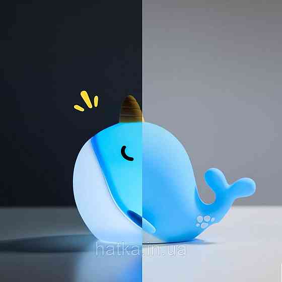 Нічник дитячий силіконовий сенсорний Кит VALESO A044 для спальні акумуляторний блакитний Київ