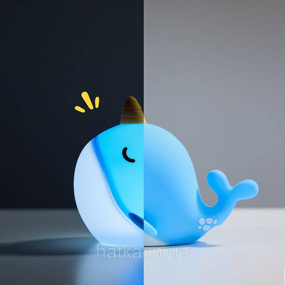 Нічник дитячий силіконовий сенсорний Кит VALESO A044 для спальні акумуляторний блакитний Київ - фото 4