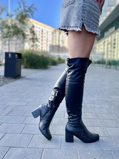 Nivelle Ботфорти жіночі з натуральної шкіри зимові чорні на підборах, теплі 5365/6004-6040 р. 3 Коломыя - изображение 2