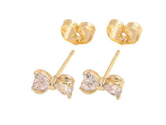 Сережки пусети Позолота 14K Кристальні банти (311580) ТМ XUPING Київ