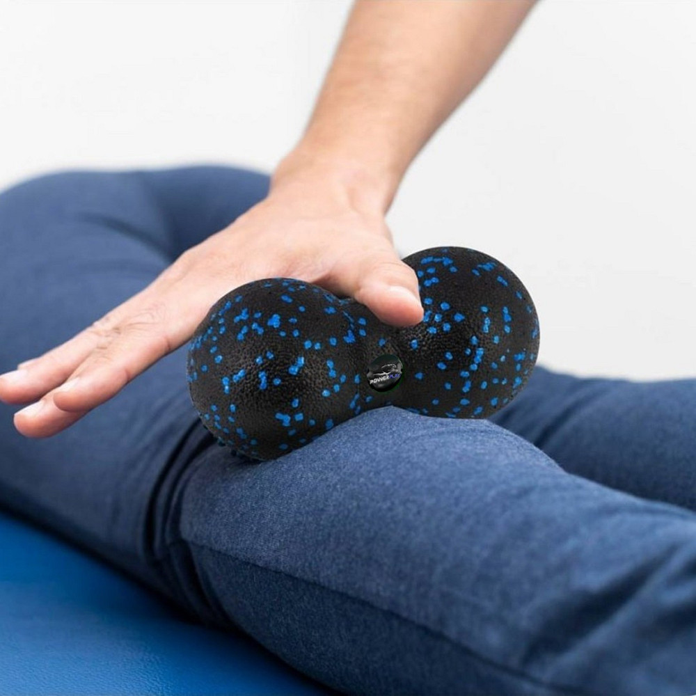 Набір для масажу та йоги PowerPlay PP_4092 EPP (Комплект з 3 штук) Blue + резинка 7,5 кг. Каменское - изображение 6