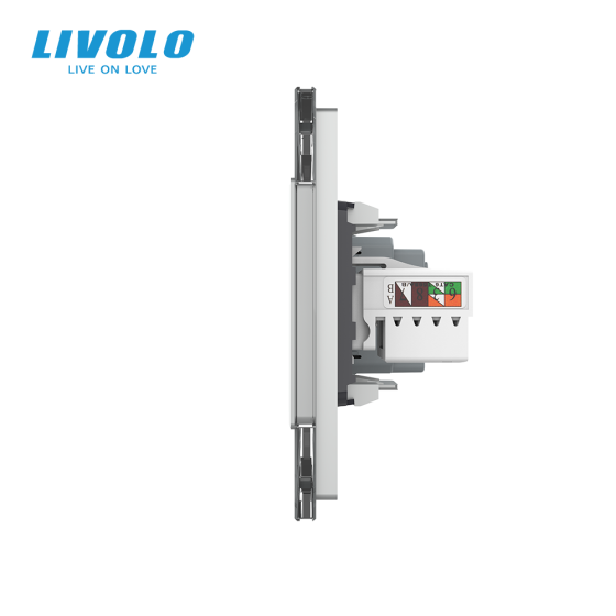 LIVOLO Розетка тримісна комбінована Силова Інтернет Livolo сірий скло (VL-C7C2EU1CK0-15) Коломия