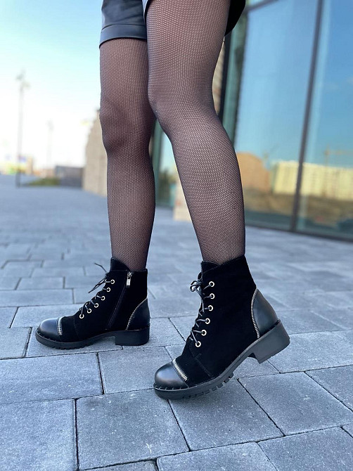 Черевики жіночі D and V 2019 чорні (зима Шкіра/Замш натуральна) 38 Коломия - фото 1