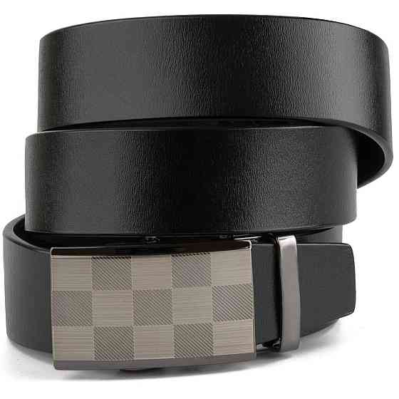 Ремінь чоловічий з автоматичною пряжкою шахматка Vintage 20266 Чорний Київ