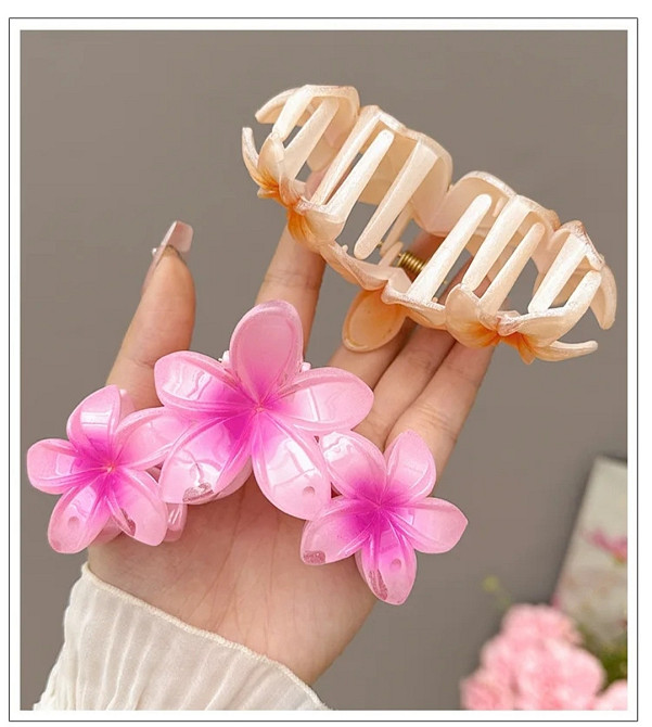 Заколка-крабік квітка 9 см Рожевий Смела - изображение 3