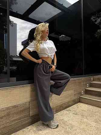 Женские стильные оверсайз брюки турецкая лакоста Графит Одесса