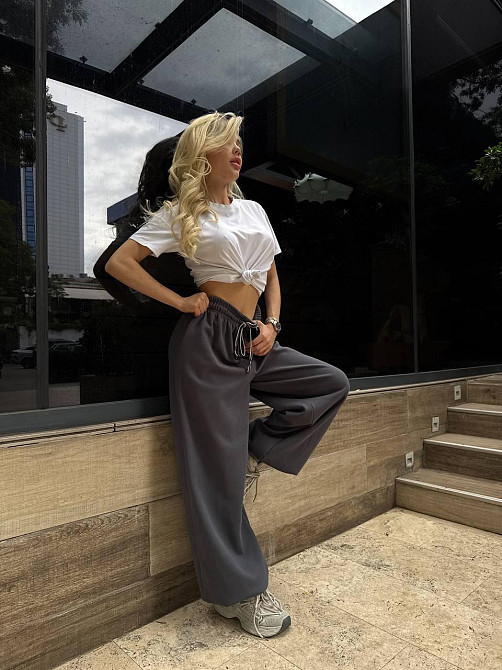 Жіночі стильні штани оверсайз турецька лакоста Графіт Одеса - фото 2