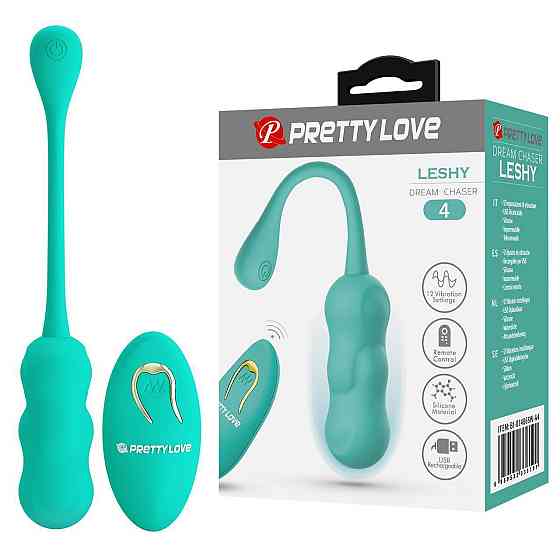 Виброяйцо вагинальное Pretty Love Leshy с пультом, бирюзовое, 18.6 х 2.8 см Sex Aura Киев