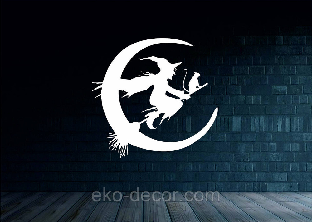 Декоративное настенное Панно «Ведьма на метле с котом», Декор на стену 70*67 см, Белый Киев - изображение 7