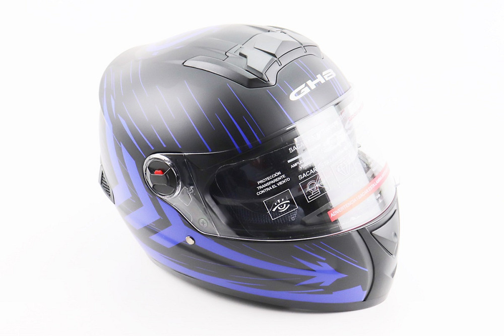 Шолом інтеграл, закритий (сертифікація DOT)+відкидні окуляри BLD-М61 M (57-58см), ЧОРНО-СИНІЙ (флуоресцентний) Київ - фото 1