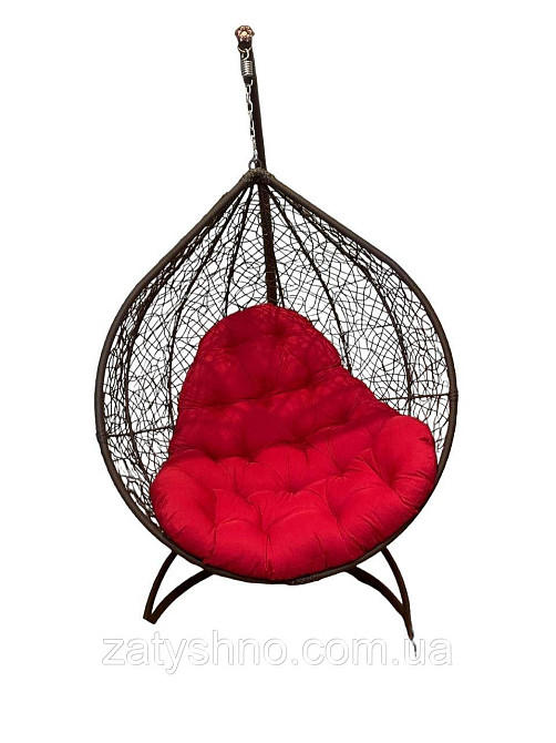 Крісло Кокон із червоною подушкою Київ - фото 4