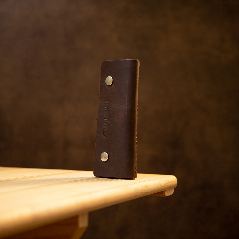 Кожаная винтажная ключница GRANDE PELLE 11342 Коричневый Киев - изображение 3