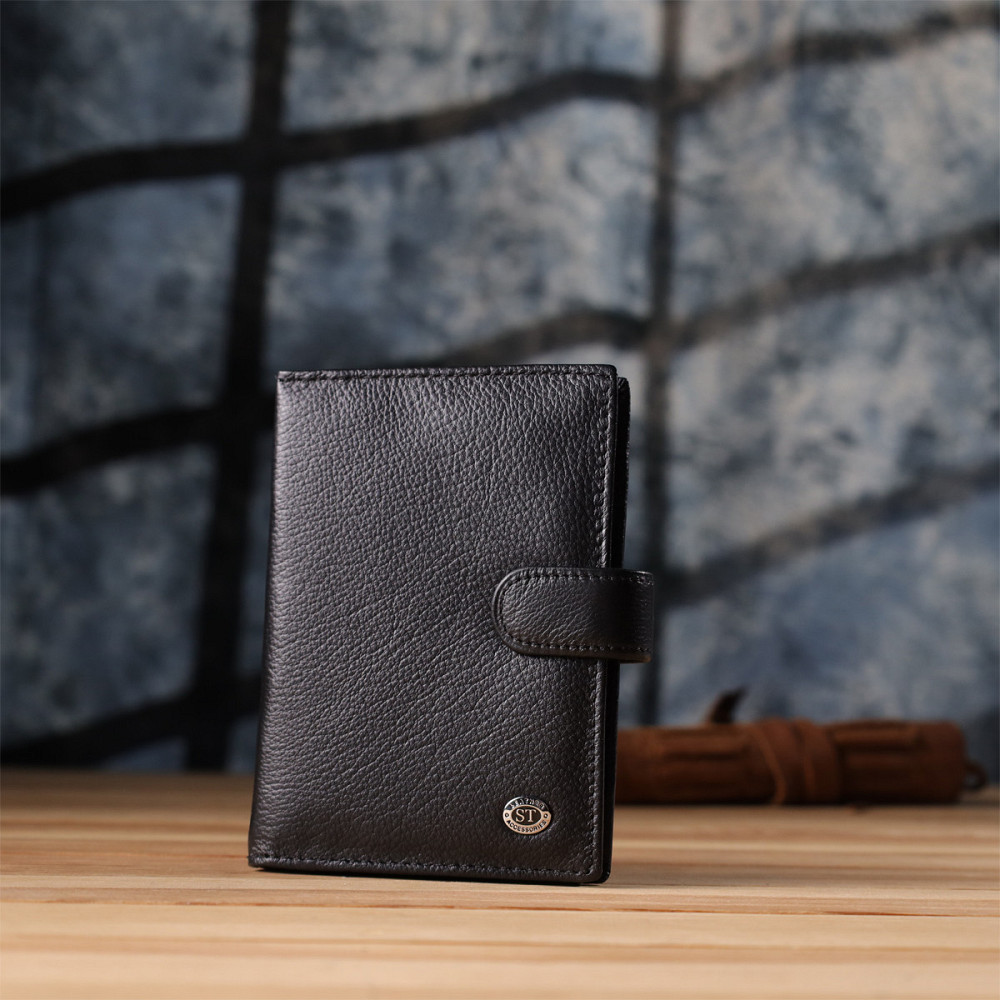 Вместительная обложка на документы унисекс из натуральной кожи ST Leather 23116 Черный Киев - изображение 9