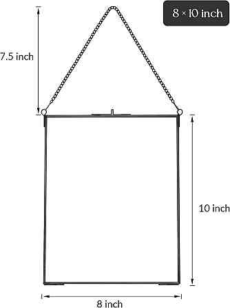 Рамка для засушених квітів подвійне скло латунна з ланцюжком прямокутна 25,4×20,3 см Київ