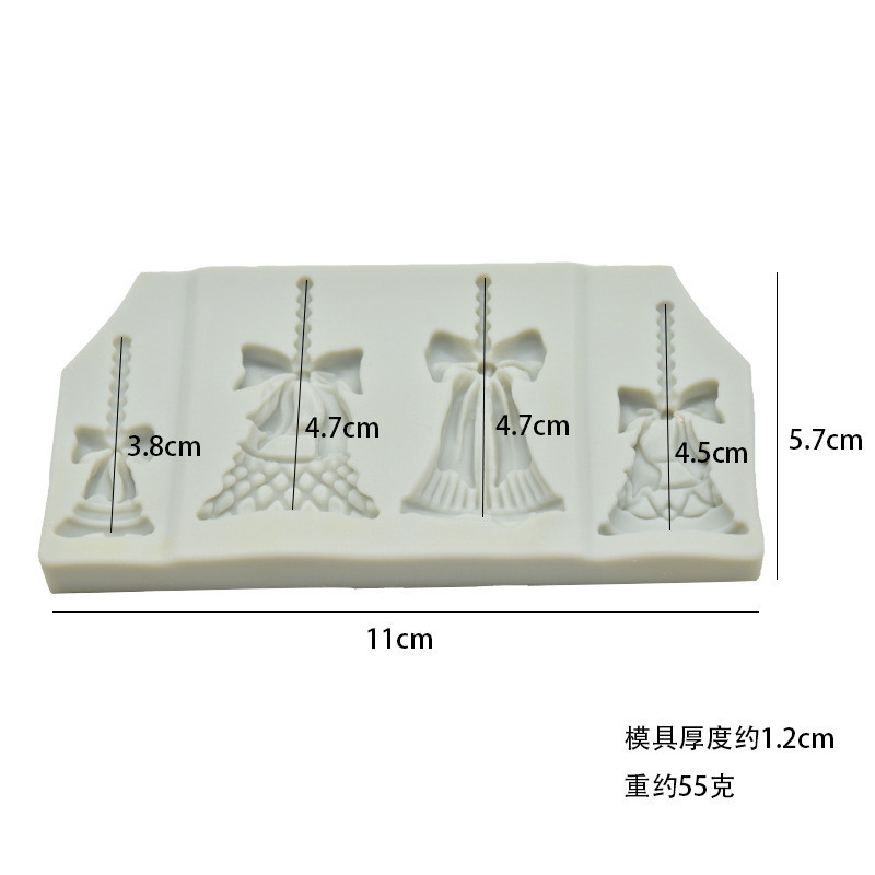Молд новогодний Колокольчики 110 на 57 мм серый Киев - изображение 2