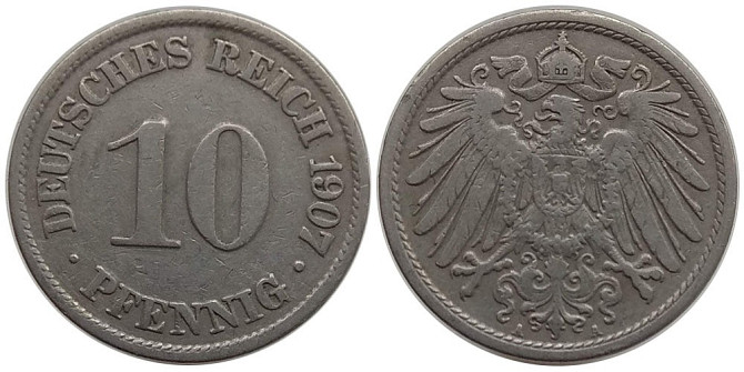 10 пфеннигов 1907 A - Германия Полтава - изображение 1