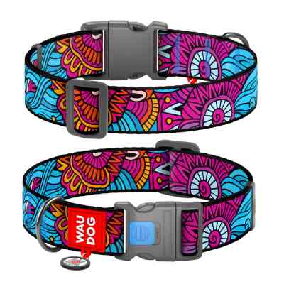 Ошейник для животных WAUDOG Nylon с QR паспортом "Лето" пластиковый фастекс XXL (284-0062) Винница