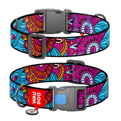 Ошейник для животных WAUDOG Nylon с QR паспортом "Лето" пластиковый фастекс XXL (284-0062) Винница - изображение 1