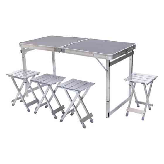 Розкладний стіл + 4 стільці кемпінговий набір для пікніка, риболовлі, відпочинку, туризму Чорний JY-12061B Київ