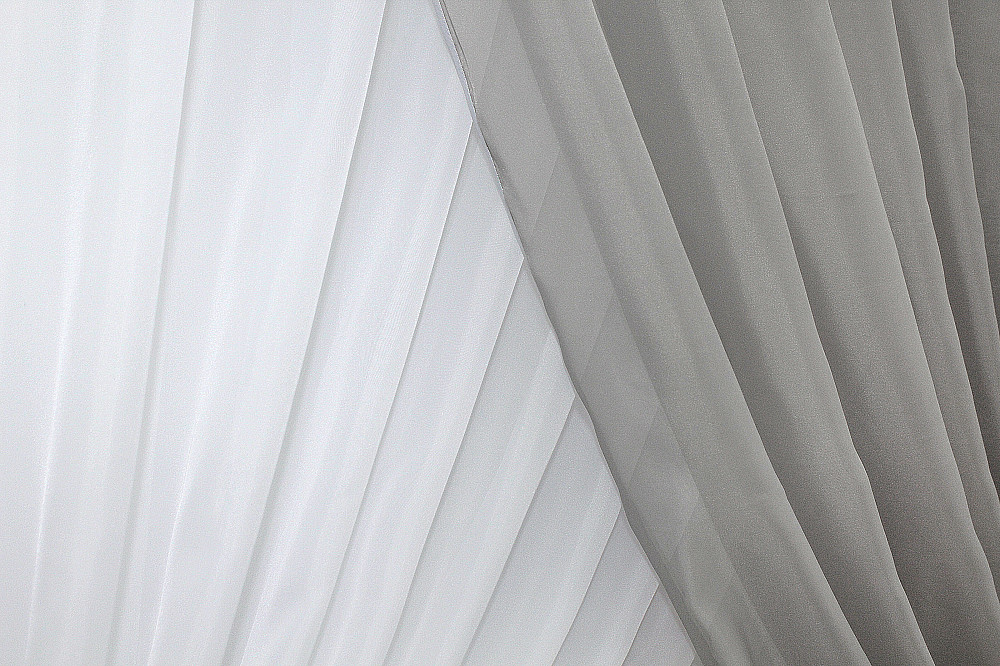 Кухонні шторки VR-Textil № 060к "Дует" з підв'язками сірий з білим 330х170 см (50-138) Київ - фото 6