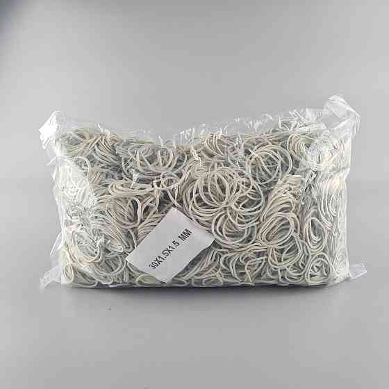 Резинки для денег канцелярские Plast №30 белые, банковские фиксирующие резинки для купюр 1.5 мм, 1 кг (1 пачка) Харьков