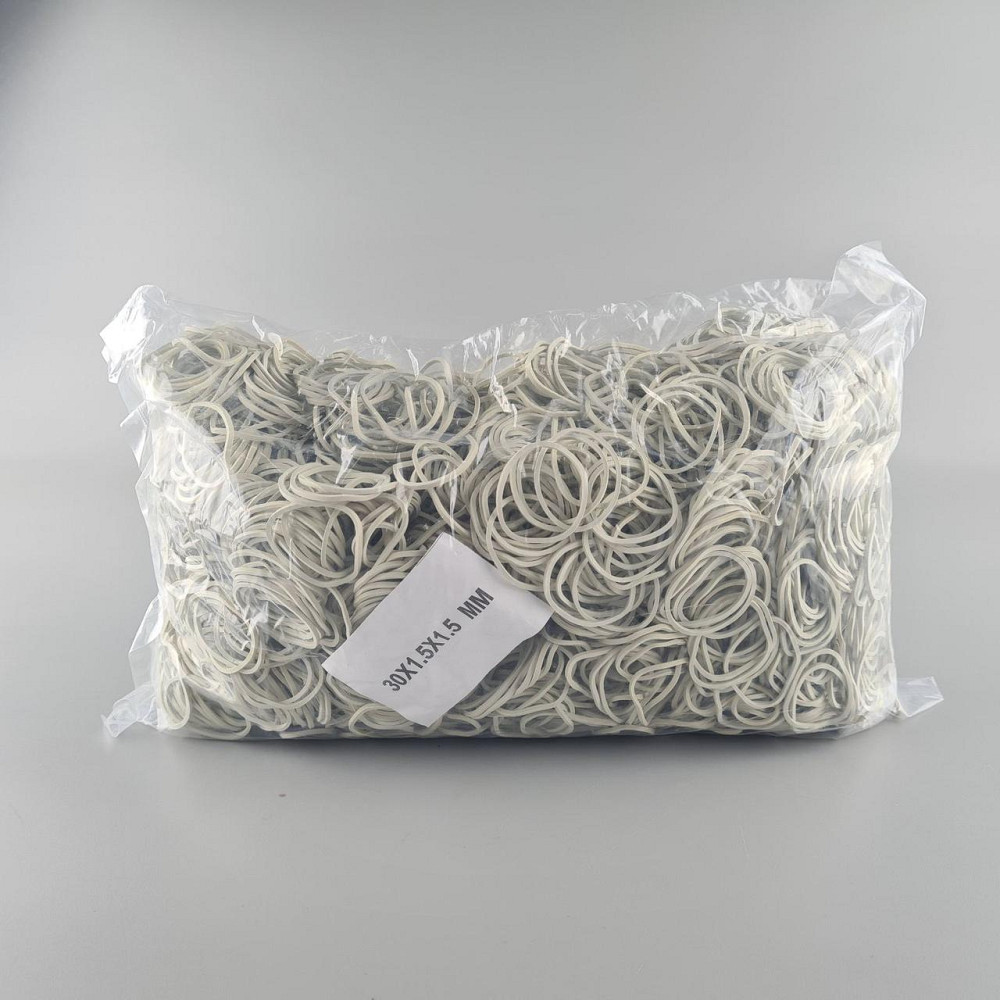 Резинки для денег канцелярские Plast №30 белые, банковские фиксирующие резинки для купюр 1.5 мм, 1 кг (1 пачка) Харьков - изображение 4