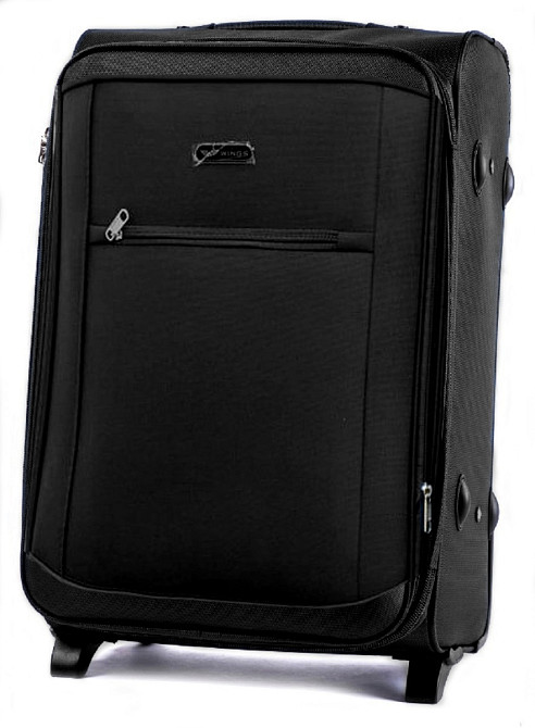 Валіза тканинна WINGS 1701 середня 64 см 2 колеса чорна Київ - фото 1