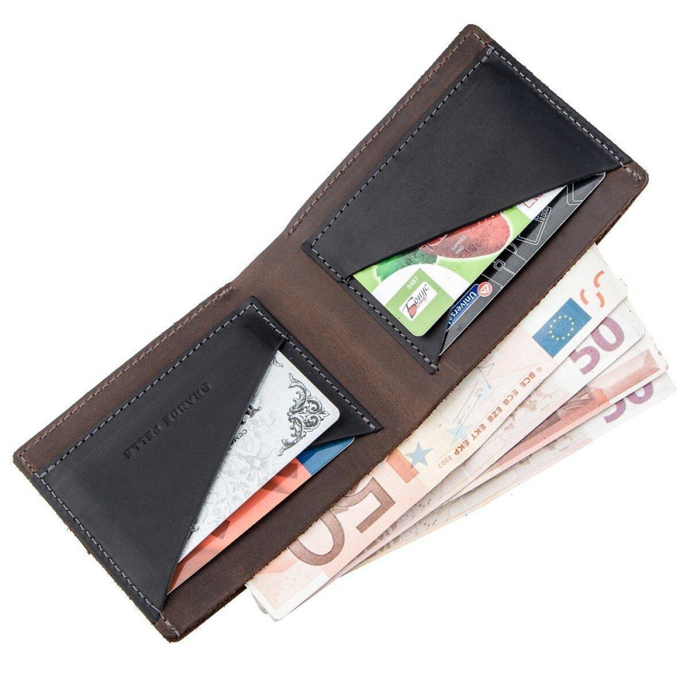 Компактне портмоне комбі унісекс GRANDE PELLE 11227 Темно-Коричнева Київ - фото 6