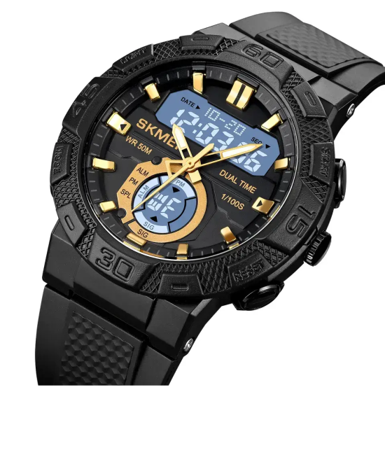 Чоловічий спортивний годинник Skmei 1881 (Чорний із золотистим і білим циферблатом) Київ - фото 4