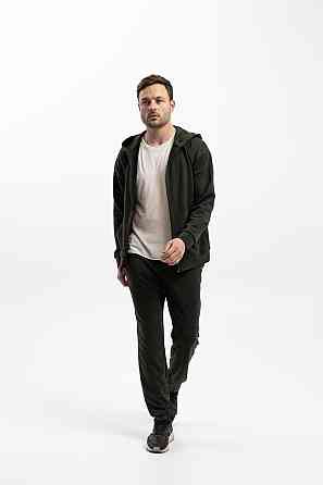 Унисекс спортивный костюм олива из двунити с капюшоном и карманами для дома и активного отдыха Львов