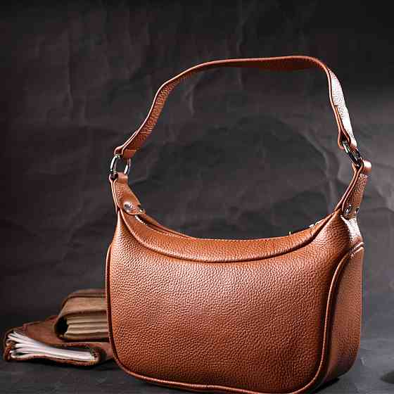 Сумка напівкруглого формату з однією ручкою з натуральної шкіри Vintage 22413 Коричнева Київ