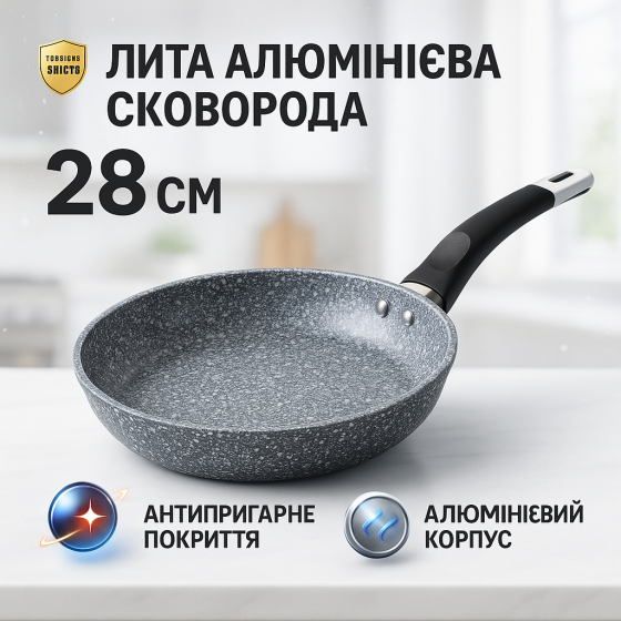 Сковорода с антипригарным покрытием внутренней поверхности Unique UN-5106 28 см, Сковорода фирменная BZ-88 Львов