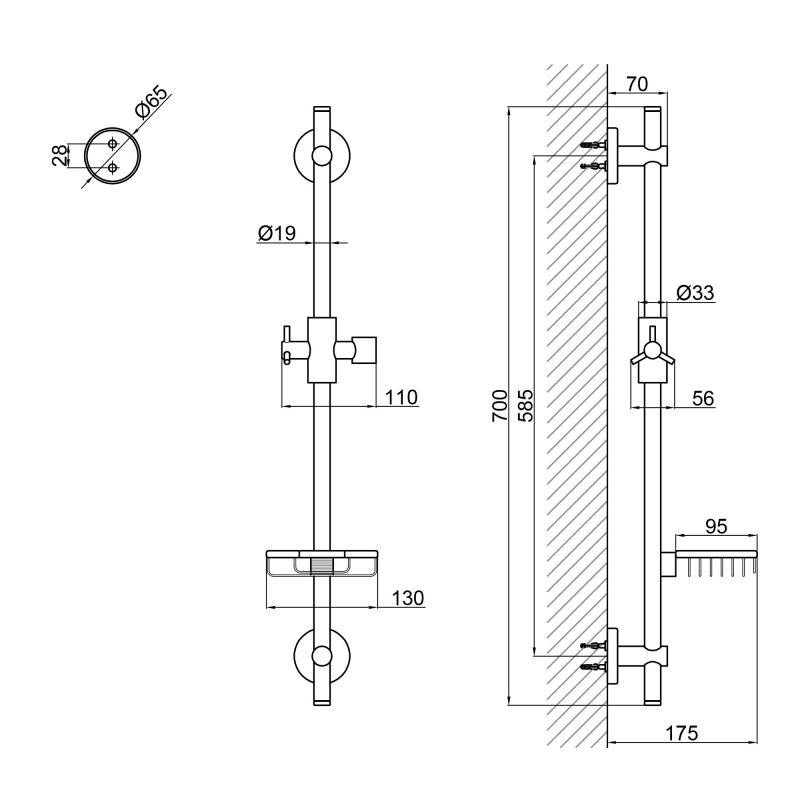 Штанга для душу Qtap 003 з мильницею, хром Київ - фото 2