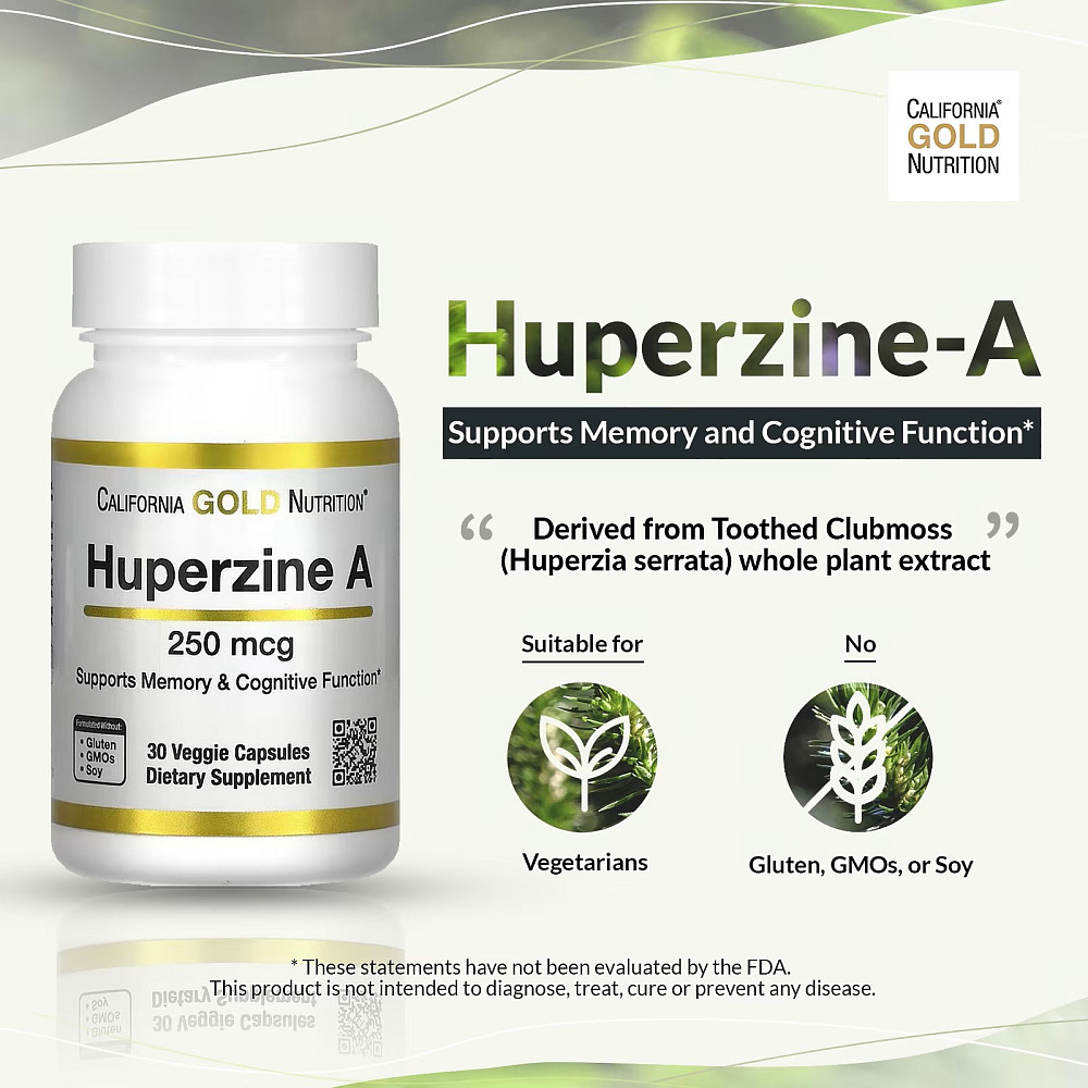 Гуперзин A California Gold Nutrition Huperzine A, 250 mcg, 30 Veggie Capsules Луцьк - фото 3