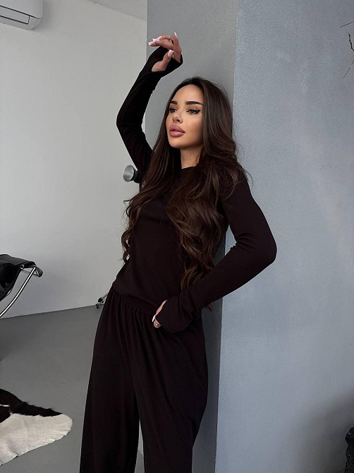 Женский прогулочный костюм двойка трикотаж термо Шоколад Одесса - изображение 7