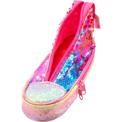 Пенал Cool For School в форме кеда с пайетками 2 отделения Розовый (5987-pink) Винница - изображение 3
