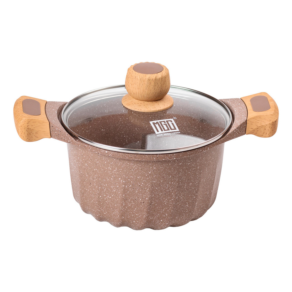 MGC Алюмінієва каструля об'ємом 3 літри з кришкою Ø 20 см, мармурове антипригарне покриття MGC Киев - изображение 1