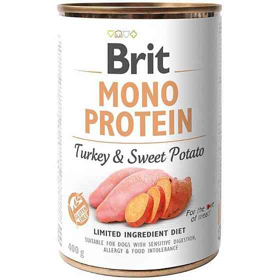 Влажный корм для собак Брит Brit Mono Protein с индейкой и бататом 400 г Винница