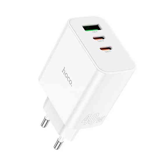 Мережевий зарядний пристрій HOCO C126A Pure power PD40W three-port(2C1A) charger White Киев