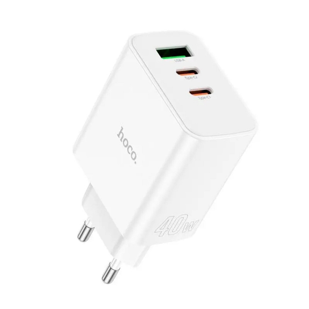 Мережевий зарядний пристрій HOCO C126A Pure power PD40W three-port(2C1A) charger White Киев - изображение 2