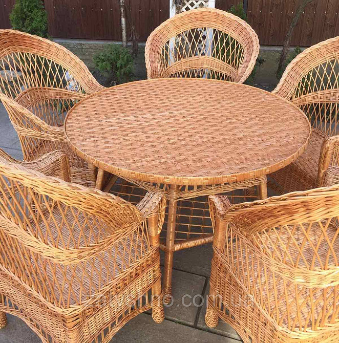 Мебель из лозы с круглым столом | комплект плетеной мебели  с 5 креслами| мебель плетеная из лозы Киев - изображение 3