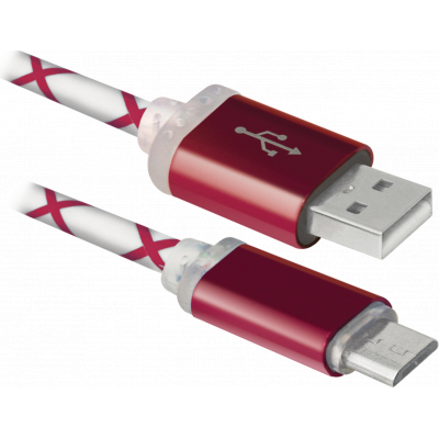 Дата кабель USB08-03LT USB - Micro USB, RedLED backlight, 1m Defender (87556) Винница