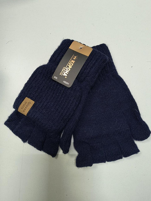 Чоловічі рукавички сині без пальців + рукавиці Корона Київ - фото 1