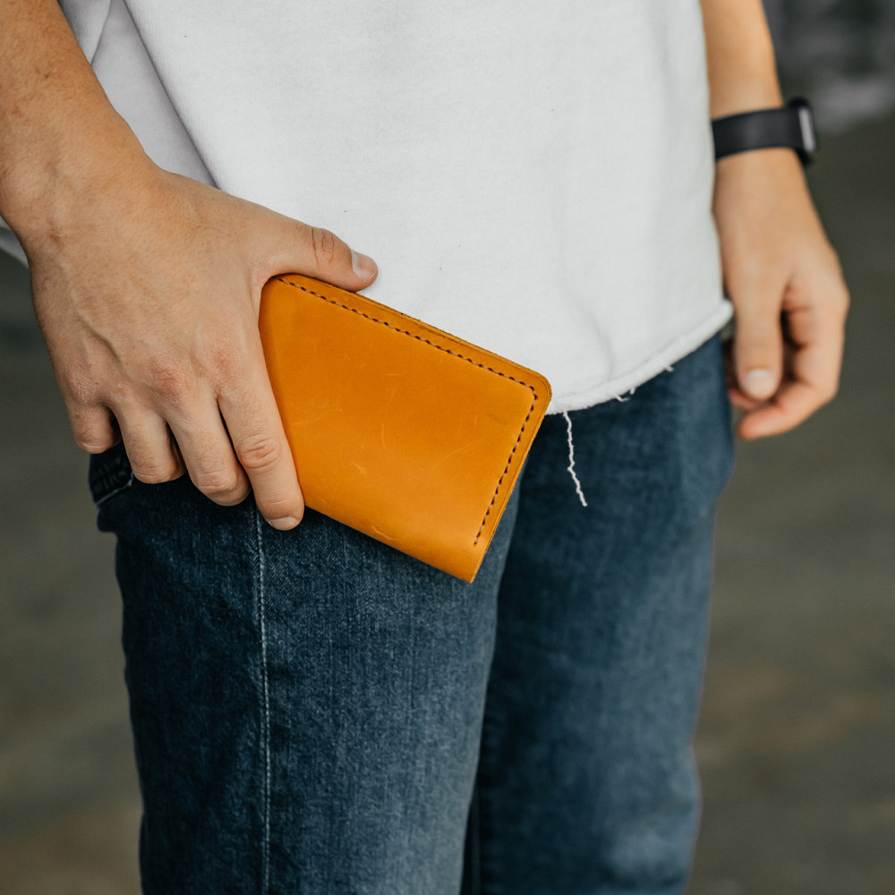 Клатч чоловічий шкіряний Лонгер Рудий стильний на кнопках 20х10 см з відділеннями для купюр, карт та монетMasterSem Київ - фото 5